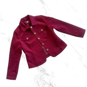 Gumps San Francisco textured dressy maroon button up jacket size M